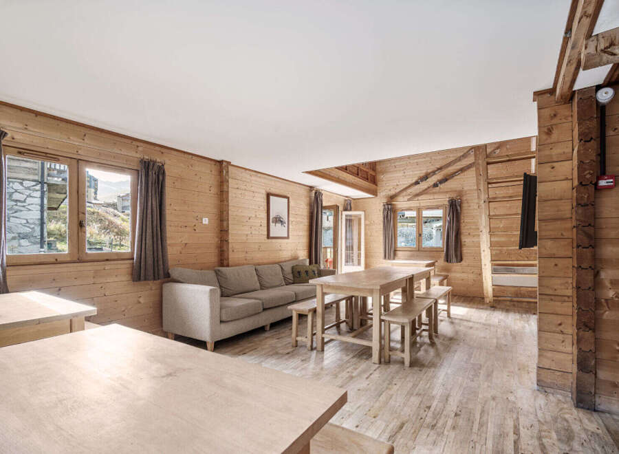 This stunning chalet boasts a spacious open-plan living area perfect for families and groups.