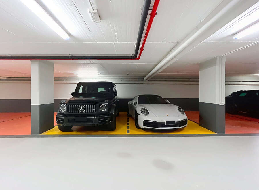 Secure parking with designated spots for your luxury vehicles.