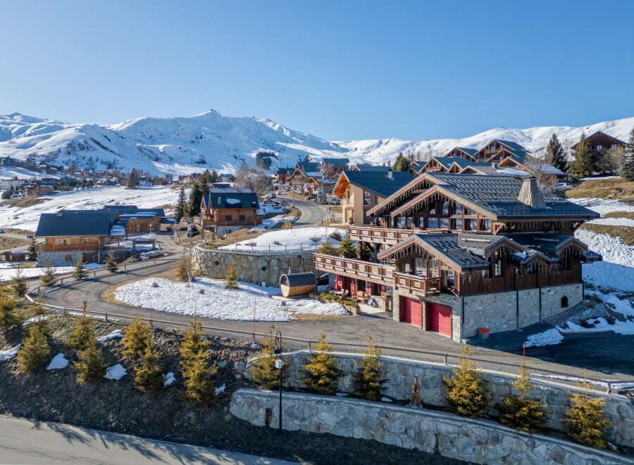 Luxury chalet in the French Alps with stunning mountain views.