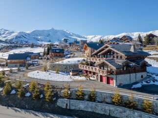 Luxury chalet in the French Alps with stunning mountain views.