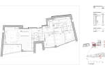 This floor plan showcases a modern apartment layout with distinct living zones.