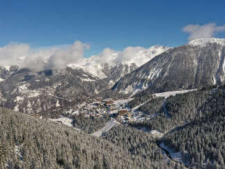 Nestled in a picturesque mountain landscape, this property offers stunning views and a serene atmosphere.