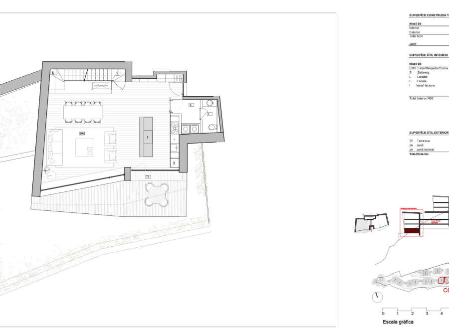 This floor plan showcases a well-designed property with an open-concept living, dining, and kitchen area, complemented by a terrace and garden.