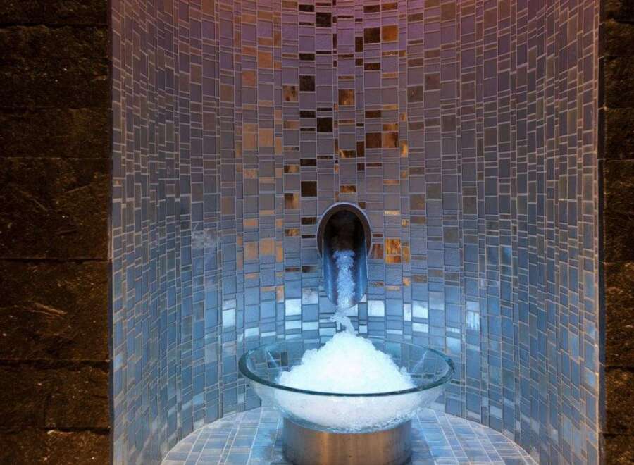 Indulge in a unique spa experience with this ice fountain.