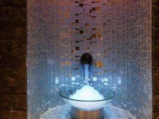 Indulge in a unique spa experience with this ice fountain.