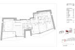 This floor plan showcases a modern apartment layout with distinct living zones.