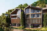 Luxury hillside duplexes with stunning views.