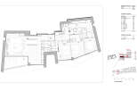 This floor plan showcases a modern apartment layout with distinct living zones.