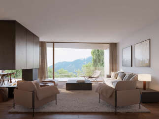 Stunning mountain views from this luxurious living space.