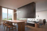 Stunning mountain views from this modern home's expansive windows.