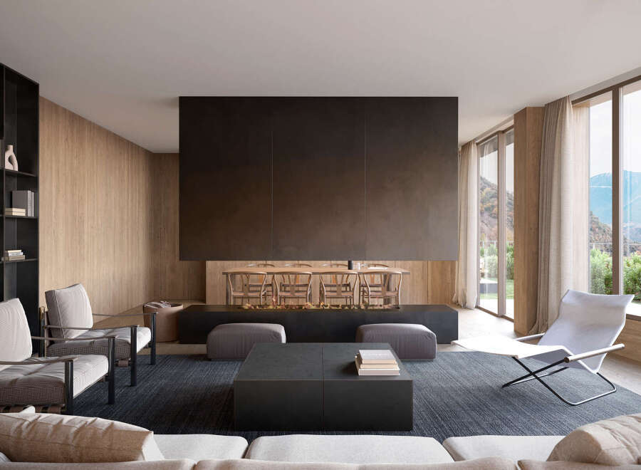 Stunning mountain views from this luxurious living space.