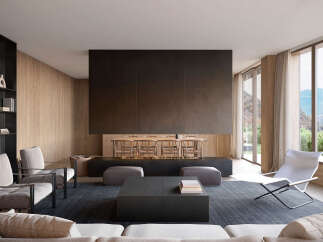 Stunning mountain views from this luxurious living space.