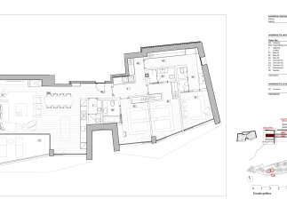 This floor plan showcases a modern apartment layout with distinct living zones.
