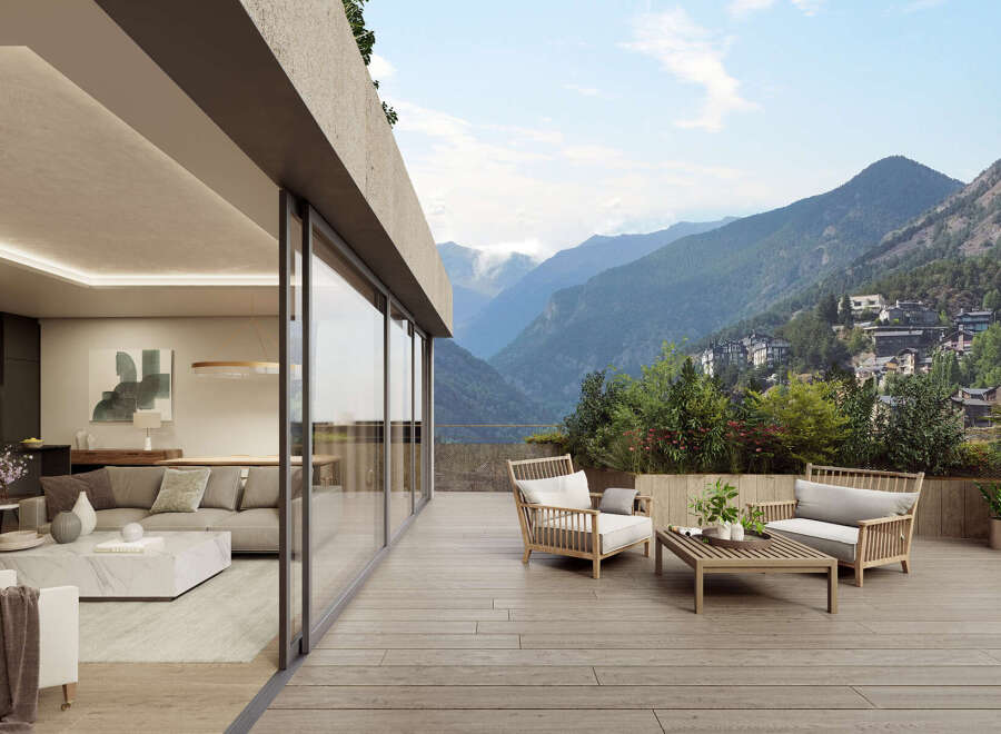 Luxury mountaintop living awaits in this stunning property, boasting breathtaking panoramic views and a spacious outdoor terrace perfect for relaxation and entertaining.