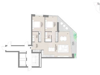 Stunning penthouse with 2 bedrooms and 2 bathrooms, spacious living area, and a large terrace.
