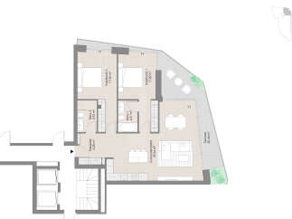 This stunning 2-bedroom, 2-bathroom apartment boasts a spacious open-plan kitchen and living area, perfect for entertaining.