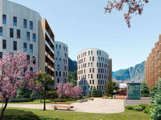 Discover luxurious apartments nestled in a serene mountain setting.