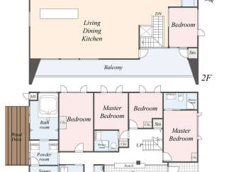 This stunning two-story home boasts a spacious living, dining, and kitchen area, perfect for entertaining.