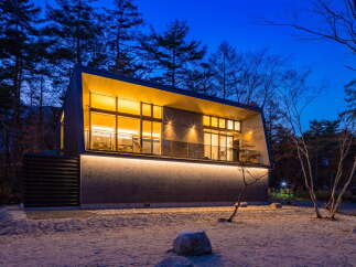 Modern mountain home with stunning night views.