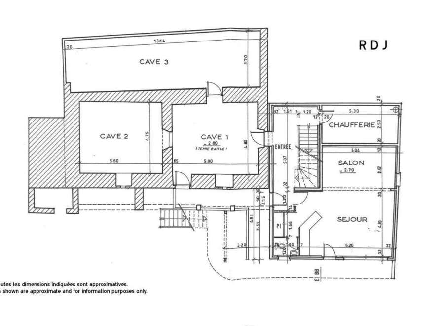 Explore this property's unique layout featuring a spacious cave, perfect for storage or a wine cellar.