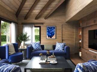 Step into a world of rustic elegance with this stunning living space.