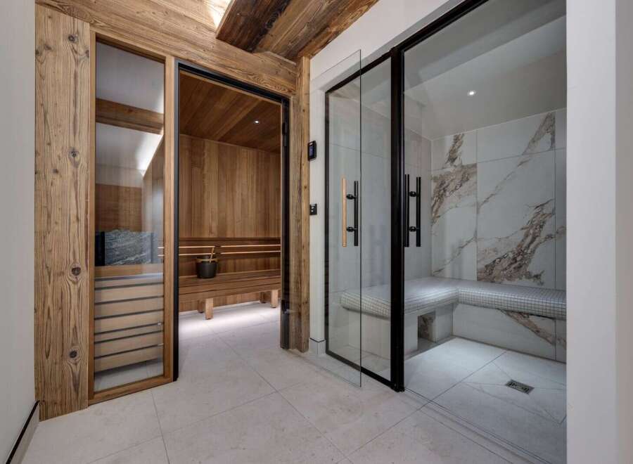Luxurious spa retreat with two distinct sauna experiences.