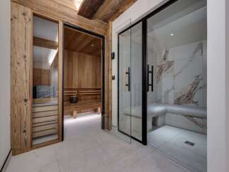 Luxurious spa retreat with two distinct sauna experiences.