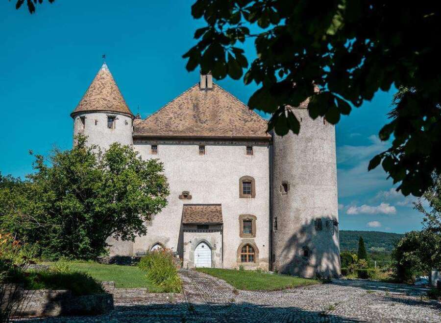 This stunning château boasts two majestic towers, a charming courtyard, and beautifully manicured lawns.