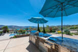Luxury outdoor kitchen with granite countertops and stainless steel appliances, perfect for entertaining.