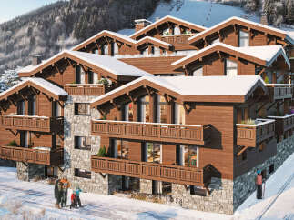 Luxury chalet apartments in the French Alps, offering stunning mountain views and ski-in/ski-out access.