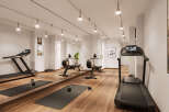 Luxury apartment gym with state-of-the-art equipment.