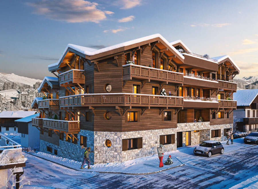 Luxury chalet apartments in the French Alps, offering stunning mountain views and ski-in/ski-out access.