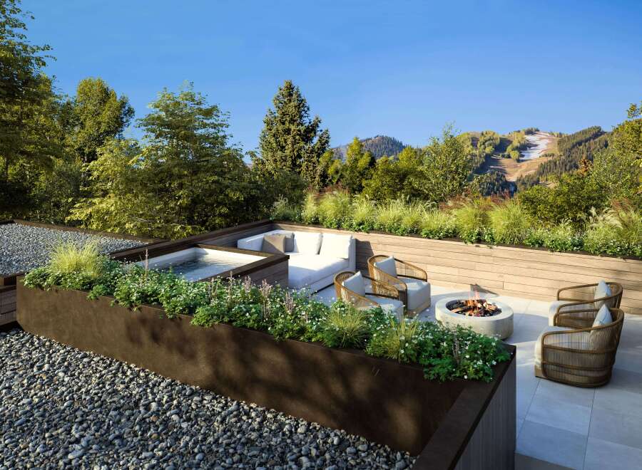 Luxury rooftop retreat with stunning mountain views.
