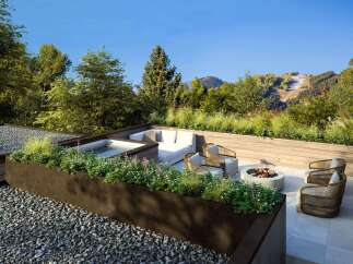 Luxury rooftop retreat with stunning mountain views.