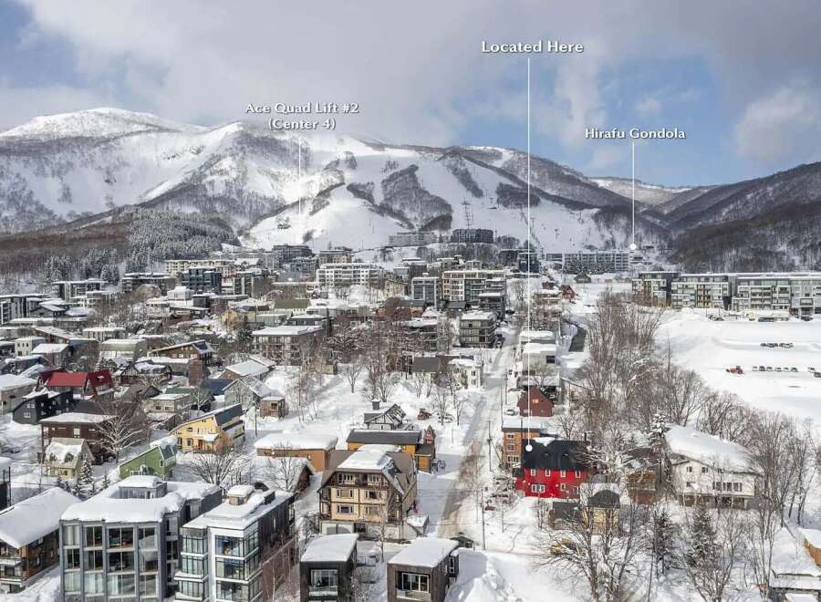 Luxury ski-in/ski-out property in Hirafu, Niseko with stunning mountain views.