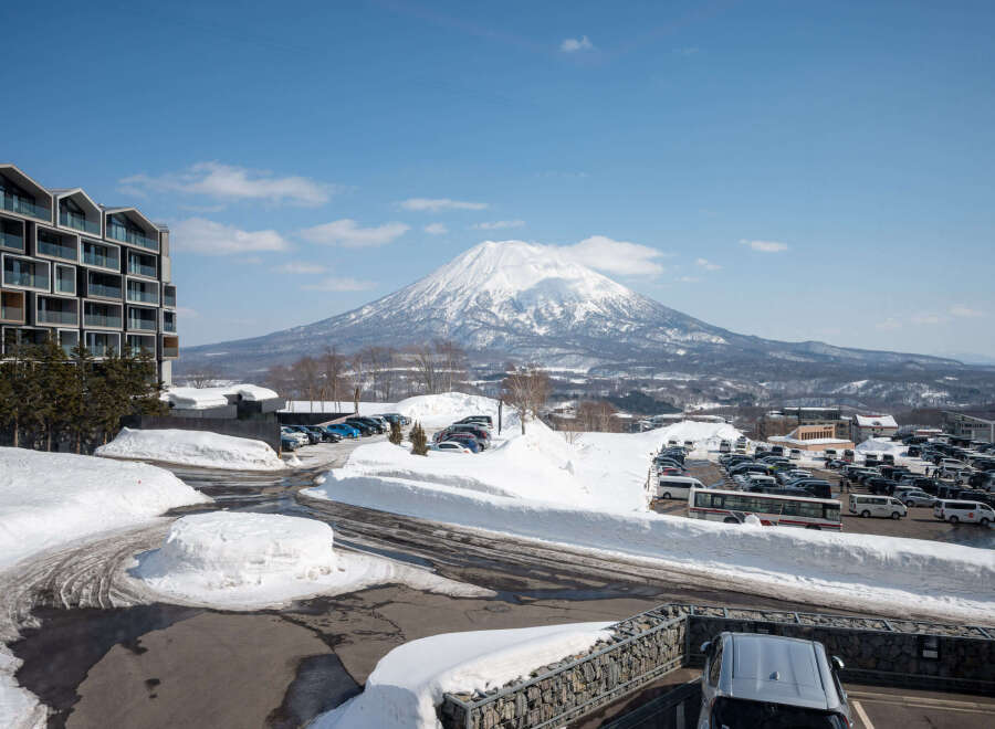 Luxury hotel with stunning views of snow-capped Mount Iwate.