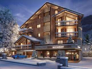 Luxury chalet in the French Alps with stunning mountain views.