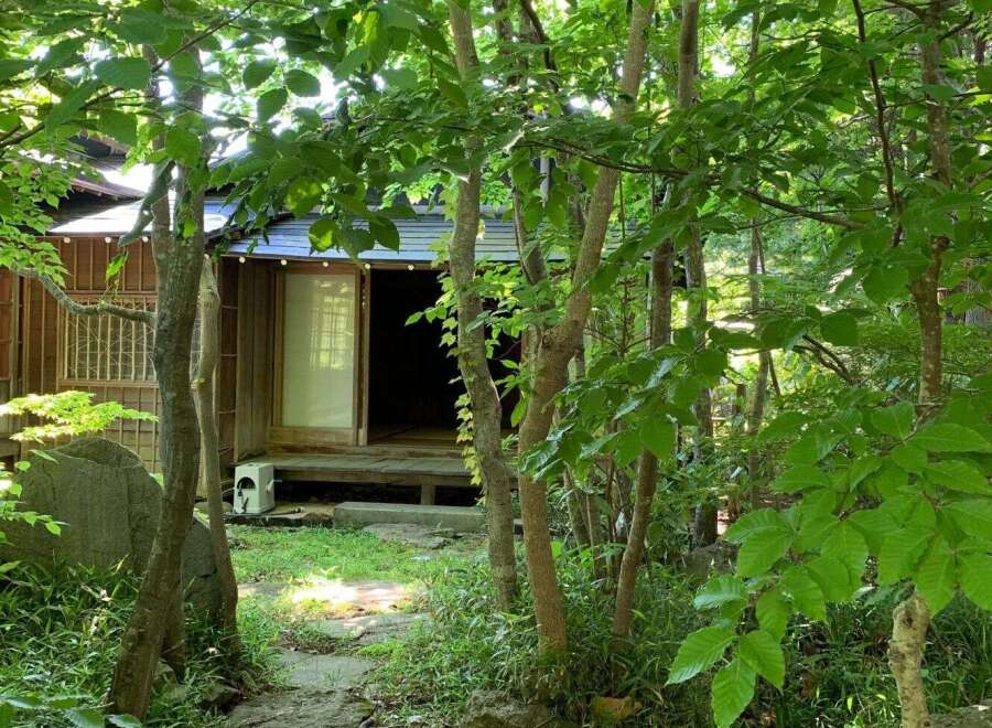 Discover serenity in this secluded Japanese-style house nestled amidst lush greenery.
