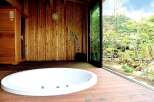 Indulge in ultimate relaxation in this stunning bathroom featuring a luxurious jacuzzi tub and a private sauna.