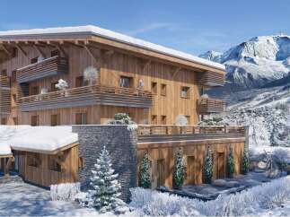 Luxury chalet in the French Alps with stunning mountain views.