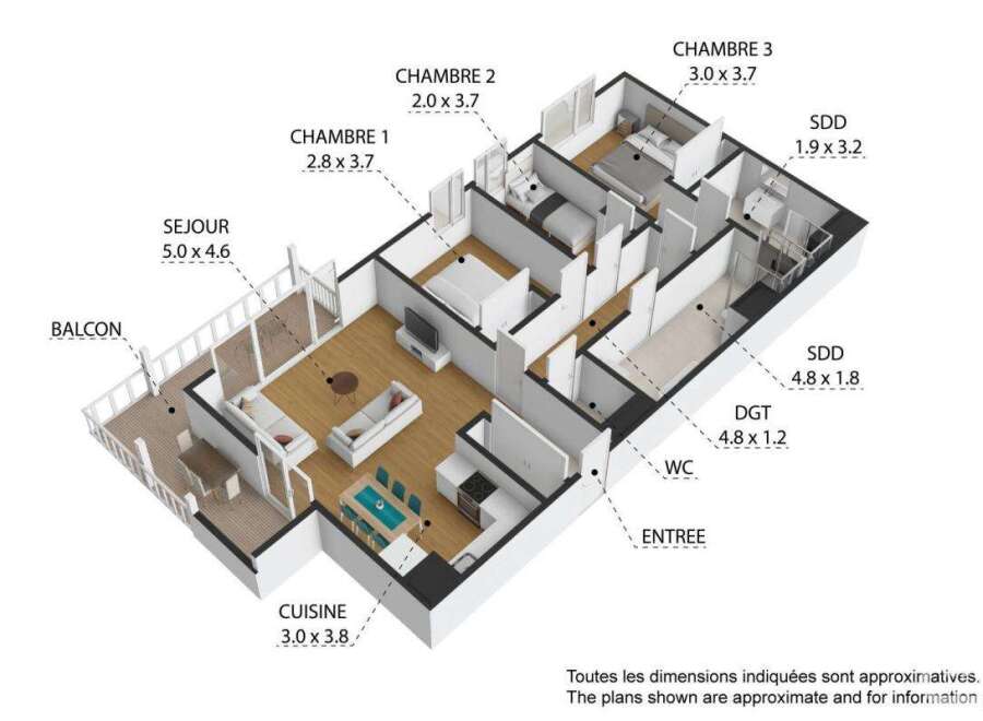 This stunning property boasts three bedrooms, each with ample space and natural light.