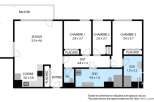 This stunning apartment boasts three bedrooms, each with ample closet space, and a spacious living area perfect for relaxation.