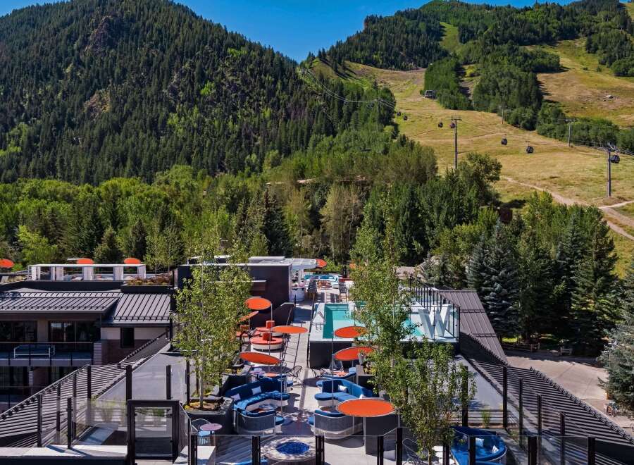 Luxury rooftop retreat with stunning mountain views.