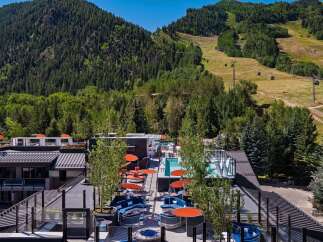 Luxury rooftop retreat with stunning mountain views.