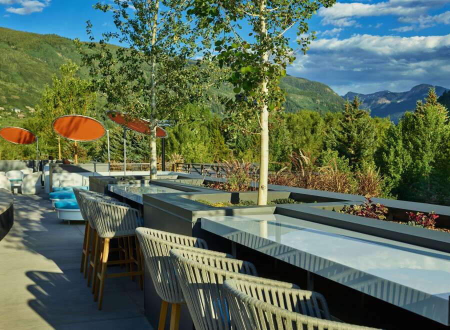 Luxury mountaintop patio with stunning views.