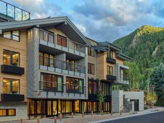 Luxury mountain hotel nestled in Aspen, Colorado.