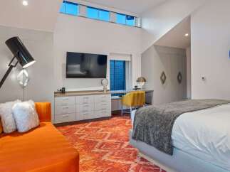 Experience modern luxury in this stylish bedroom.