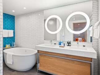 Step into a modern oasis with this stunning bathroom design.