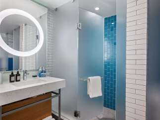 Step into a modern bathroom oasis.