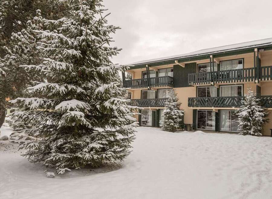 Nestled in a snowy landscape, this charming hotel offers comfortable accommodations with stunning views.